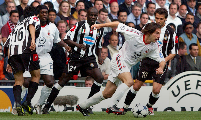 Andrea Pirlo durante la finale di Champions League tra Milan e Juventus